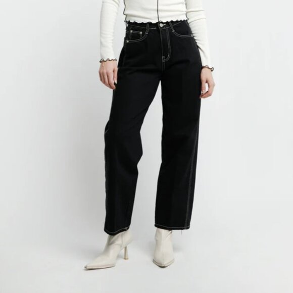 New Oak + Fort Black Contrast Stitching Jeans S - Picture 1 of 5